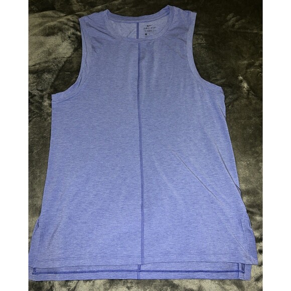 Medium Nike Yoga Mens Dri FIT Training Tank Top BV4036 431 Lapis/Aluminium/Black - Picture 1 of 7